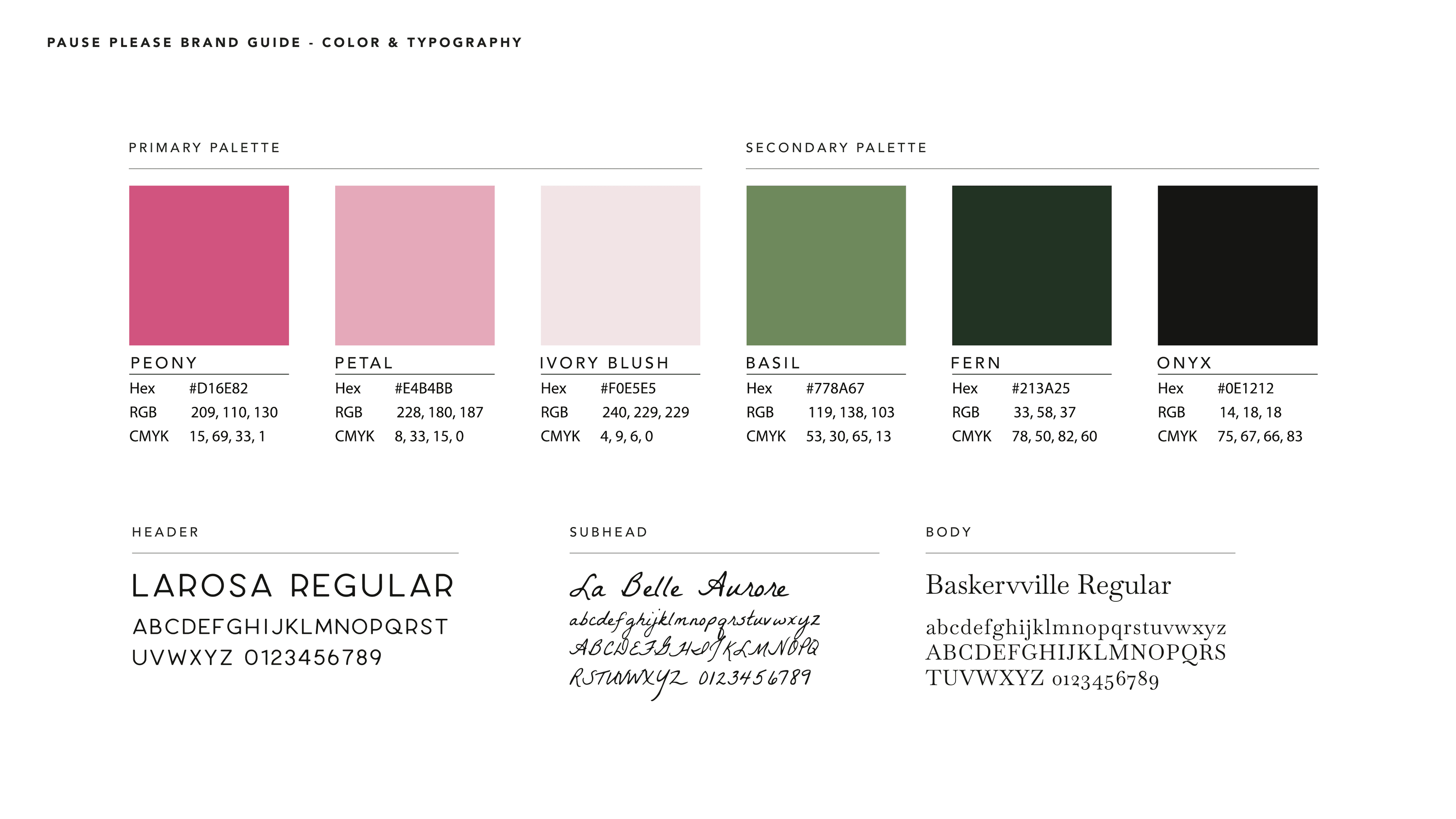 Pause Please Brand Guide — Color & Typography